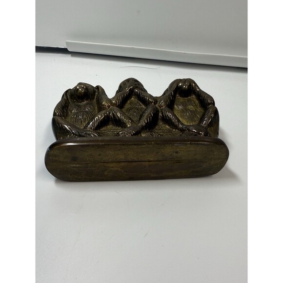 Vintage Brass Hear No Evil Speak No Evil See No Evil 3 Wise Monkeys Figurine - Picture 6 of 8